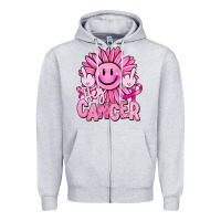 Heather Grey hey cancer smiley face breast cancer Zipper Hoodie - RanaPortraitStore