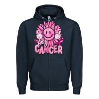 Navy hey cancer smiley face breast cancer Zipper Hoodie - RanaPortraitStore