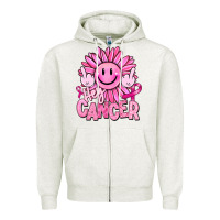 Oatmeal Heather hey cancer smiley face breast cancer Zipper Hoodie - RanaPortraitStore
