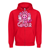 Red hey cancer smiley face breast cancer Zipper Hoodie - RanaPortraitStore