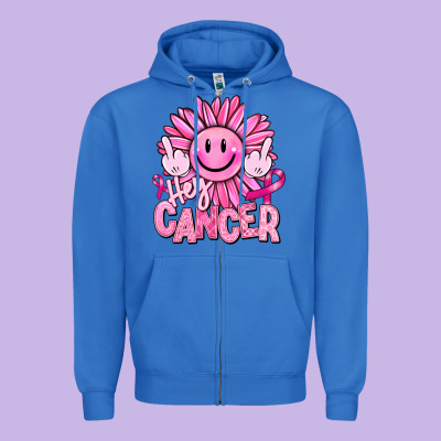 Hey Cancer Smiley Face Breast Cancer Zipper Hoodie Designed By Ranaportraitstore