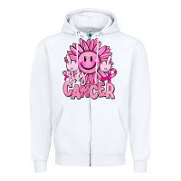 White hey cancer smiley face breast cancer Zipper Hoodie - RanaPortraitStore