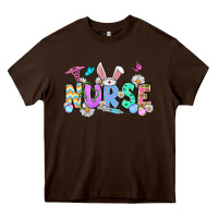 Chocolate Brown Easter Nurse Heavy Core Tee - OliviaCreatesArt