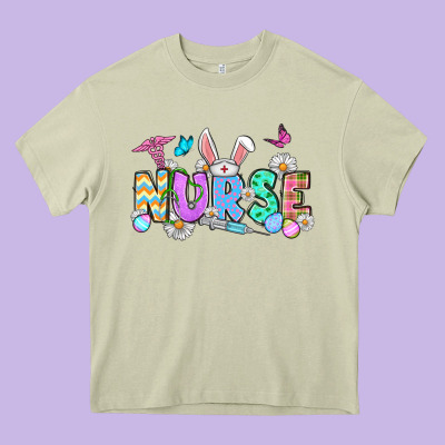 Easter Nurse Heavy Core Tee Designed By Oliviacreatesart
