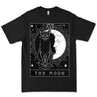 Black tarot card crescent moon and cat graphic Premium Tee - artisFamous