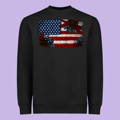 Distressed Sunflower American Flag Heavyweight Sweatshirt Designed By Jasminsmagicworld