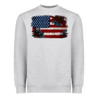 Heather Grey Distressed Sunflower American Flag Heavyweight Sweatshirt - Jasminsmagicworld