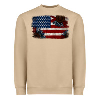 Mushroom Distressed Sunflower American Flag Heavyweight Sweatshirt - Jasminsmagicworld