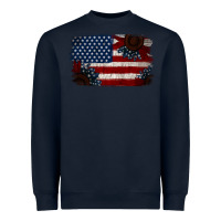Navy Distressed Sunflower American Flag Heavyweight Sweatshirt - Jasminsmagicworld