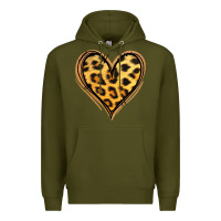 Army Green gold glitter leopard heart Premium Hoodie - Jasminsmagicworld