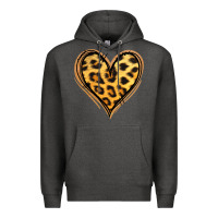Charcoal Heather gold glitter leopard heart Premium Hoodie - Jasminsmagicworld