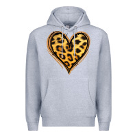 Heather Grey gold glitter leopard heart Premium Hoodie - Jasminsmagicworld