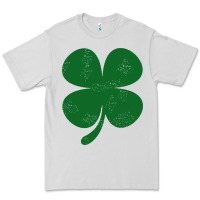 Dove Grey distressed green four leaf clover Premium Tee - artisFamous