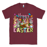 Burgundy Happy Easter bunnys Classic Tee - OliviaCreatesArt