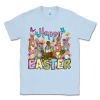 Dusty Blue Happy Easter bunnys Classic Tee - OliviaCreatesArt