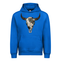 Cobalt Cowhide Bull Skull Urban Hoodie - Jasminsmagicworld