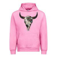 Fuchsia Pink Cowhide Bull Skull Urban Hoodie - Jasminsmagicworld