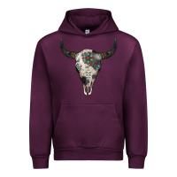 Mauve Wine Cowhide Bull Skull Urban Hoodie - Jasminsmagicworld