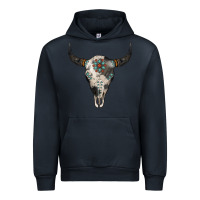 Navy Cowhide Bull Skull Urban Hoodie - Jasminsmagicworld