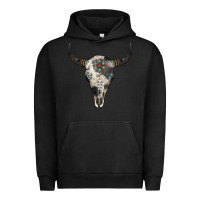 Pigment Black Cowhide Bull Skull Urban Hoodie - Jasminsmagicworld