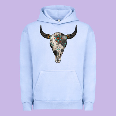 Cowhide Bull Skull Urban Hoodie Designed By Jasminsmagicworld