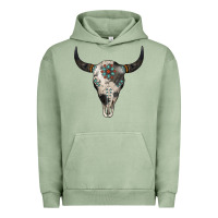 Pigment Oil Green Cowhide Bull Skull Urban Hoodie - Jasminsmagicworld