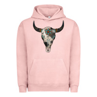 Pigment Salmon Cowhide Bull Skull Urban Hoodie - Jasminsmagicworld