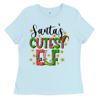 Baby Blue santas cutest elf Ladies Tee - CowhideDigitalArt