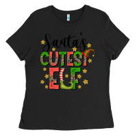 Black santas cutest elf Ladies Tee - CowhideDigitalArt