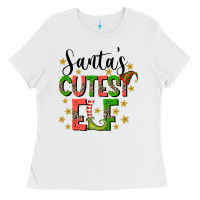 White santas cutest elf Ladies Tee - CowhideDigitalArt