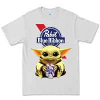 Dove Grey Baby Yoda Hugs Pabst Blue Ribbon Beer Premium Tee - artisFamous