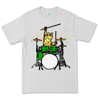 Dove Grey drummer cat music lover musician playing the drums Premium Tee - artisFamous