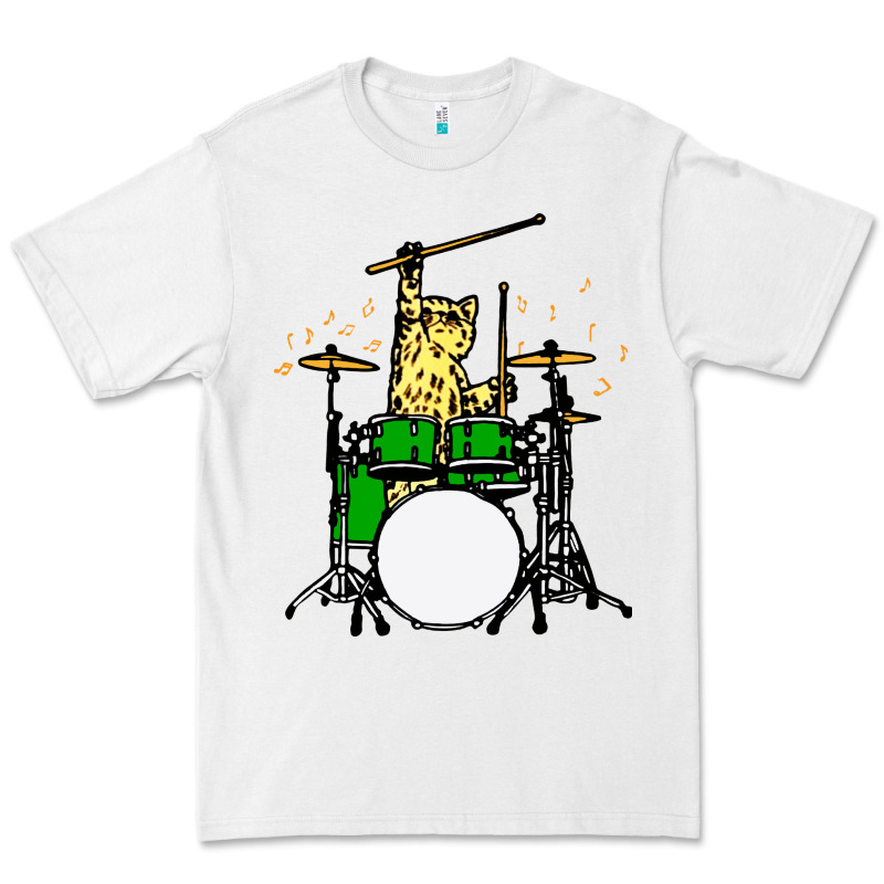 Drummer Cat Music Lover Musician Playing The Drums Premium Tee by artisFamous | Teevron