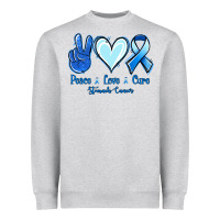 Heather Grey Peace Love Cure Stomach Cancer Heavyweight Sweatshirt - Jasminsmagicworld
