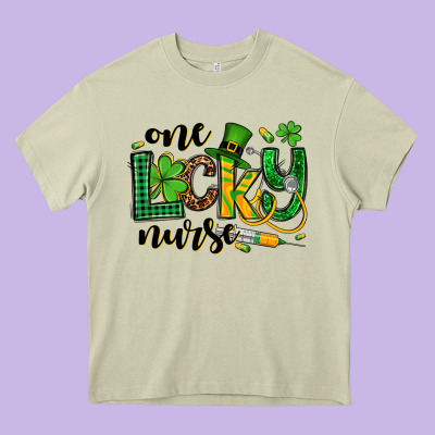 St. Patrick's Day One Lucky Nurse Heavy Core Tee Designed By Oliviacreatesart