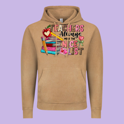 Teachers Always Make The Nice List Vintage Hoodie Designed By Cowhidedigitalart