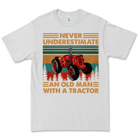 Dove Grey never underestimate an old man with a tractor retro vintage Premium Tee - artisFamous