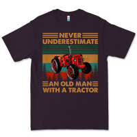 Plum never underestimate an old man with a tractor retro vintage Premium Tee - artisFamous