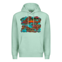 Seafoam western serape leopard bull skull turquoise  background Premium Hoodie - Artiststas