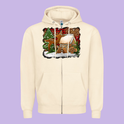 Christmas Cookies Buffalo Plaid Zipper Hoodie Designed By Jasminsmagicworld