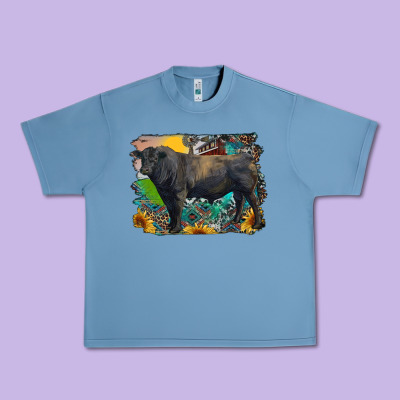 Black Angus Bull With Aztec And Farm Background Urban Heavy Tee Designed By Ranaportraitstore