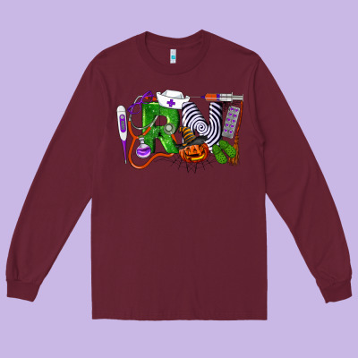 Halloween Rn Registered Nurse Long Sleeve Tee Designed By Lillyallendesigns
