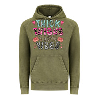 Vintage Olive Thick Thighs And Love Vibes Vintage Hoodie - CowhideDigitalArt