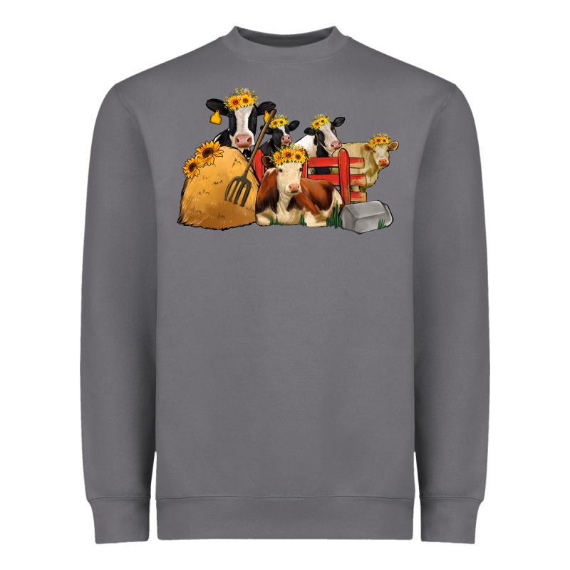 Cows With Sunflower Headbands Heavyweight Sweatshirt by Jasminsmagicworld | Teevron