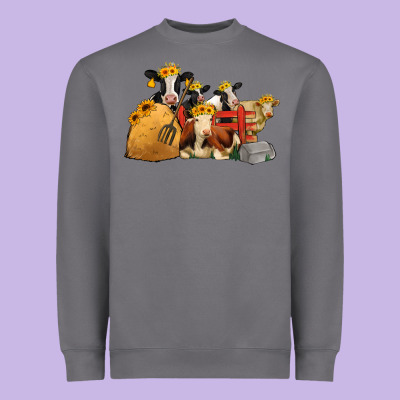 Cows With Sunflower Headbands Heavyweight Sweatshirt Designed By Jasminsmagicworld