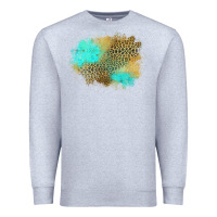 Heather Grey turquoise leopard patch Premium Sweatshirt - Jasminsmagicworld