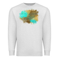 Oatmeal Heather turquoise leopard patch Premium Sweatshirt - Jasminsmagicworld