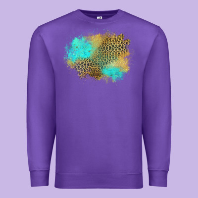 Turquoise Leopard Patch Premium Sweatshirt Designed By Jasminsmagicworld