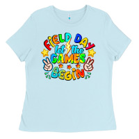 Baby Blue Field Day Let The Games Begin Ladies Tee - CowhideDigitalArt