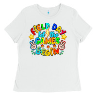 White Field Day Let The Games Begin Ladies Tee - CowhideDigitalArt